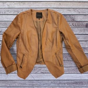 Dynamite Faux Vegan Brown Leather Jacket